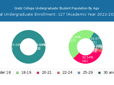 Gratz College 2023 Undergraduate Enrollment Age Diversity Pie chart
