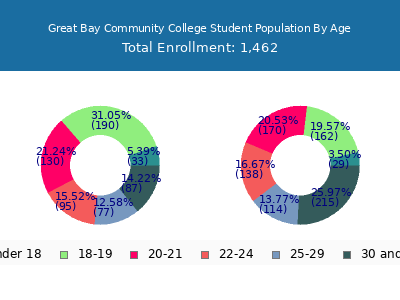 Great Bay Community College 2024 Student Population Age Diversity Pie chart