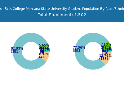 Great Falls College Montana State University 2025 Student Population by Gender and Race chart