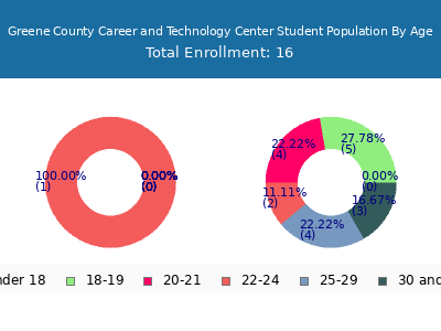 Greene County Career and Technology Center 2024 Student Population Age Diversity Pie chart