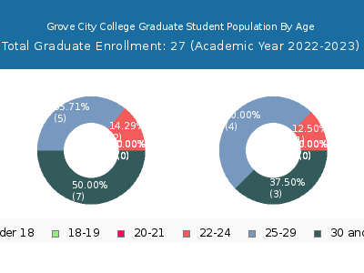 Grove City College 2023 Graduate Enrollment Age Diversity Pie chart