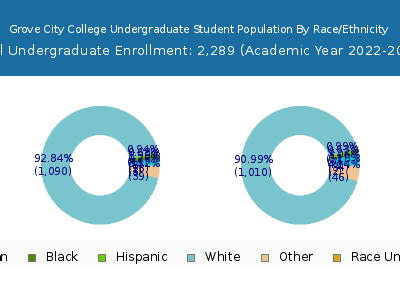 Grove City College 2023 Undergraduate Enrollment by Gender and Race chart