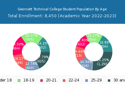 Gwinnett Technical College 2023 Student Population Age Diversity Pie chart
