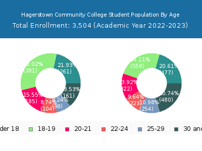 Hagerstown Community College 2023 Student Population Age Diversity Pie chart