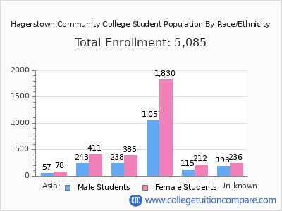 Hagerstown Community College 2025 Student Population by Gender and Race chart