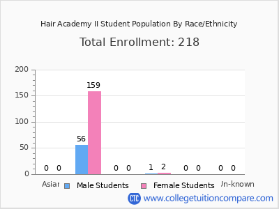 Hair Academy II 2025 Student Population by Gender and Race chart