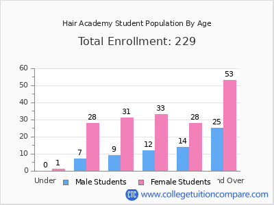 Hair Academy 2024 Student Population by Age chart