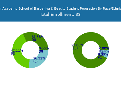 Hair Academy School of Barbering & Beauty 2025 Student Population by Gender and Race chart