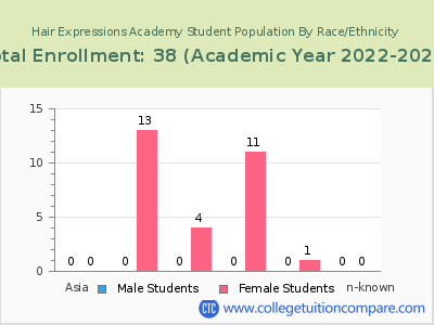 Hair Expressions Academy 2023 Student Population by Gender and Race chart