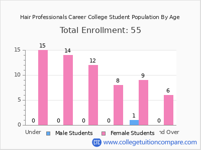 Hair Professionals Career College 2024 Student Population by Age chart