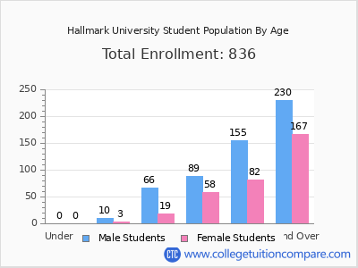 Hallmark University 2024 Student Population by Age chart