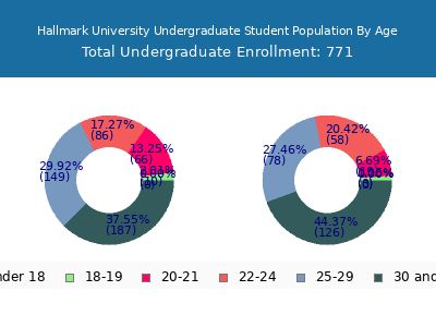Hallmark University 2024 Undergraduate Enrollment Age Diversity Pie chart
