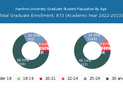 Hamline University 2023 Graduate Enrollment Age Diversity Pie chart