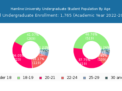 Hamline University 2023 Undergraduate Enrollment Age Diversity Pie chart