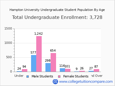 Hampton University 2024 Undergraduate Enrollment by Age chart