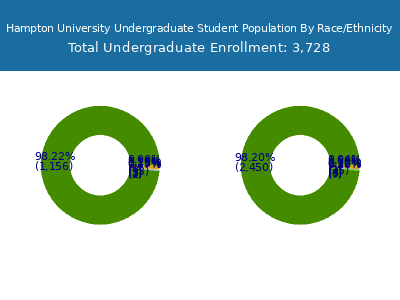 Hampton University 2025 Undergraduate Enrollment by Gender and Race chart