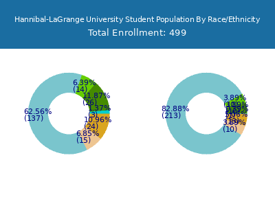 Hannibal-LaGrange University 2025 Student Population by Gender and Race chart