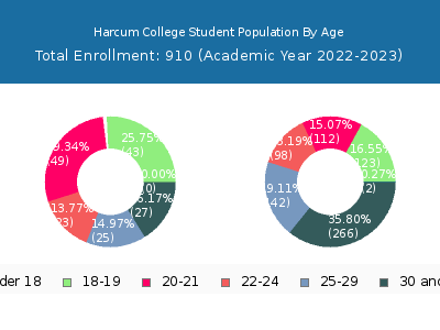 Harcum College 2023 Student Population Age Diversity Pie chart