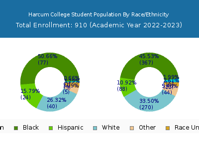 Harcum College 2023 Student Population by Gender and Race chart