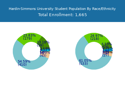Hardin-Simmons University 2025 Student Population by Gender and Race chart