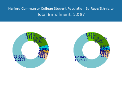 Harford Community College 2025 Student Population by Gender and Race chart
