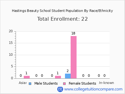 Hastings Beauty School 2025 Student Population by Gender and Race chart