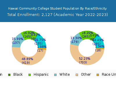 Hawaii Community College 2023 Student Population by Gender and Race chart