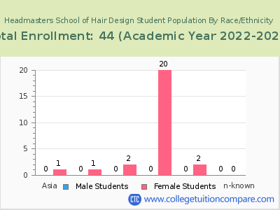 Headmasters School of Hair Design 2023 Student Population by Gender and Race chart