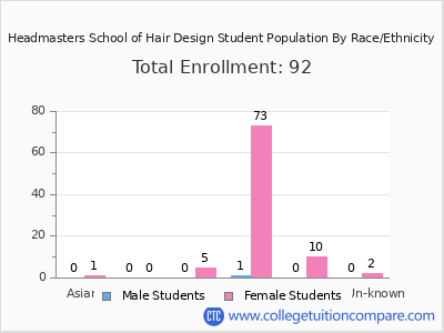Headmasters School of Hair Design 2025 Student Population by Gender and Race chart