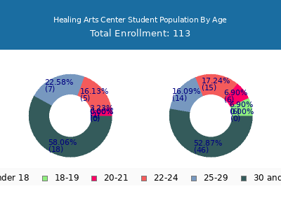 Healing Arts Center 2024 Student Population Age Diversity Pie chart