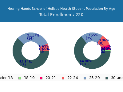 Healing Hands School of Holistic Health 2024 Student Population Age Diversity Pie chart