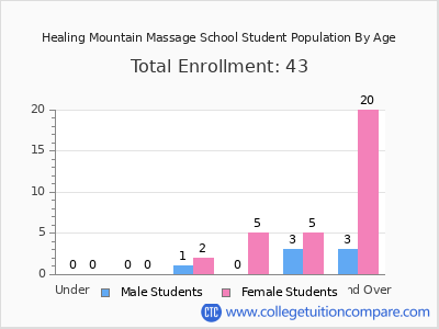 Healing Mountain Massage School 2024 Student Population by Age chart