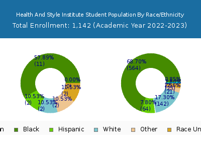 Health And Style Institute 2023 Student Population by Gender and Race chart