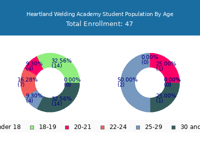 Heartland Welding Academy 2025 Student Population Age Diversity Pie chart