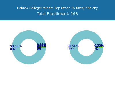 Hebrew College 2025 Student Population by Gender and Race chart