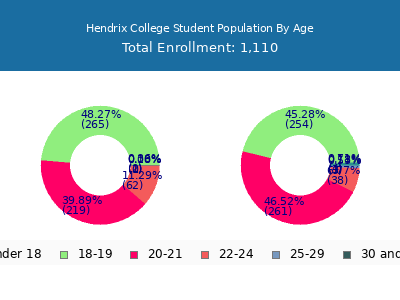Hendrix College 2025 Student Population Age Diversity Pie chart