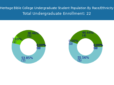 Heritage Bible College 2025 Undergraduate Enrollment by Gender and Race chart