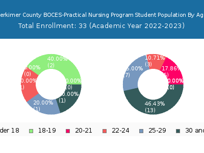 Herkimer County BOCES-Practical Nursing Program 2023 Student Population Age Diversity Pie chart