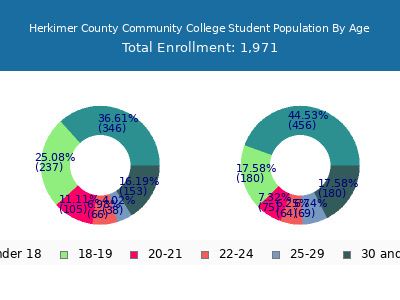 Herkimer County Community College 2025 Student Population Age Diversity Pie chart