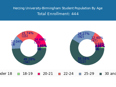 Herzing University-Birmingham 2024 Student Population Age Diversity Pie chart