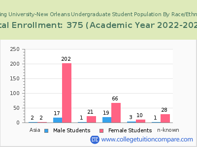 Herzing University-New Orleans 2023 Undergraduate Enrollment by Gender and Race chart