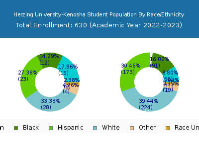 Herzing University-Kenosha 2023 Student Population by Gender and Race chart