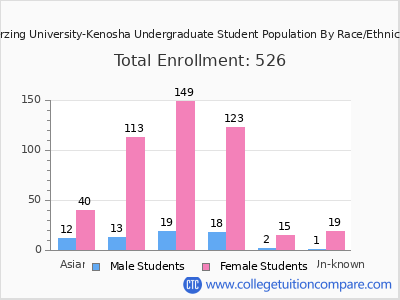 Herzing University-Kenosha 2025 Undergraduate Enrollment by Gender and Race chart