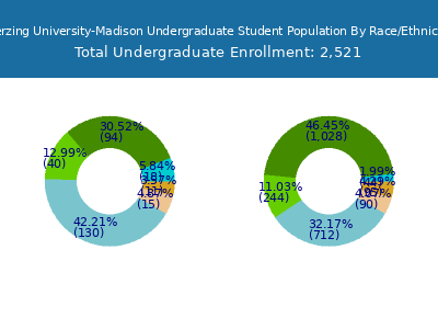 Herzing University-Madison 2025 Undergraduate Enrollment by Gender and Race chart