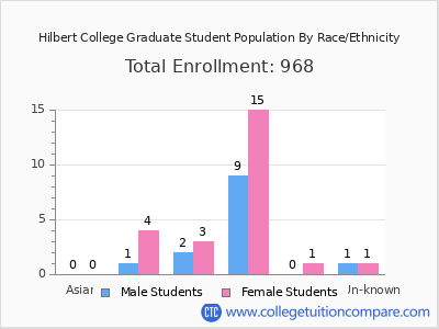Hilbert College 2025 Graduate Enrollment by Gender and Race chart