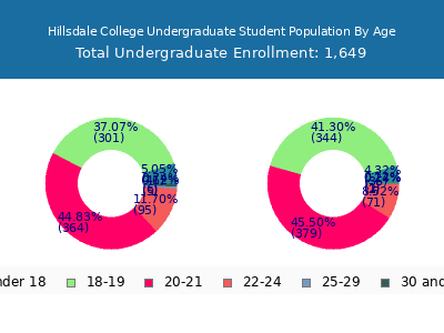 Hillsdale College 2025 Undergraduate Enrollment Age Diversity Pie chart