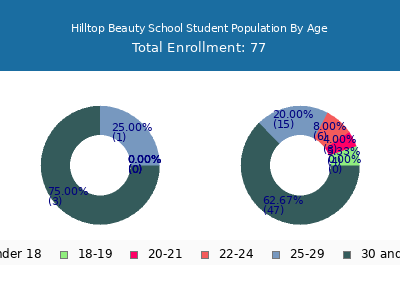 Hilltop Beauty School 2024 Student Population Age Diversity Pie chart