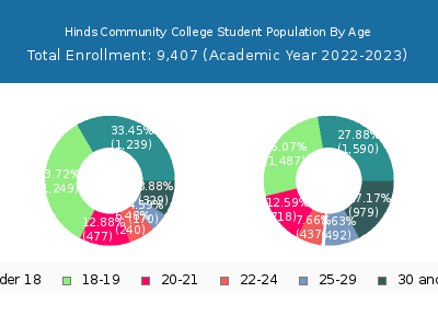 Hinds Community College 2023 Student Population Age Diversity Pie chart