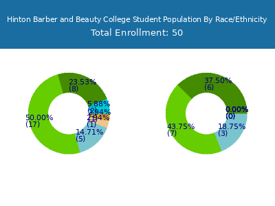 Hinton Barber and Beauty College 2025 Student Population by Gender and Race chart