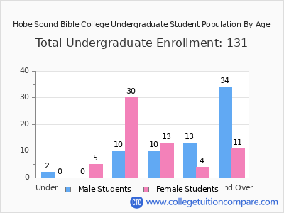 Hobe Sound Bible College 2024 Undergraduate Enrollment by Age chart